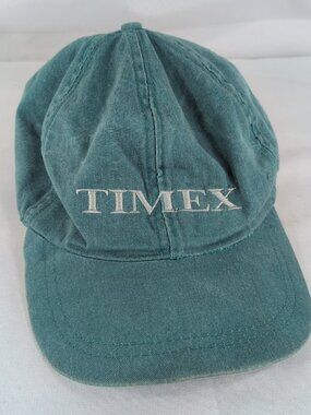 Timex Baseball Cap Hat OS Green Denim Distressed Vintage Athletic Headwear 90s